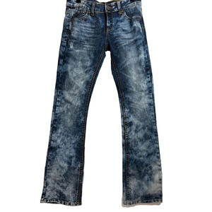 Womens Sz 3 / 4 Blue y2k 90’s Distressed Acid Wash jeans‎ Chunky pocket cowgirl